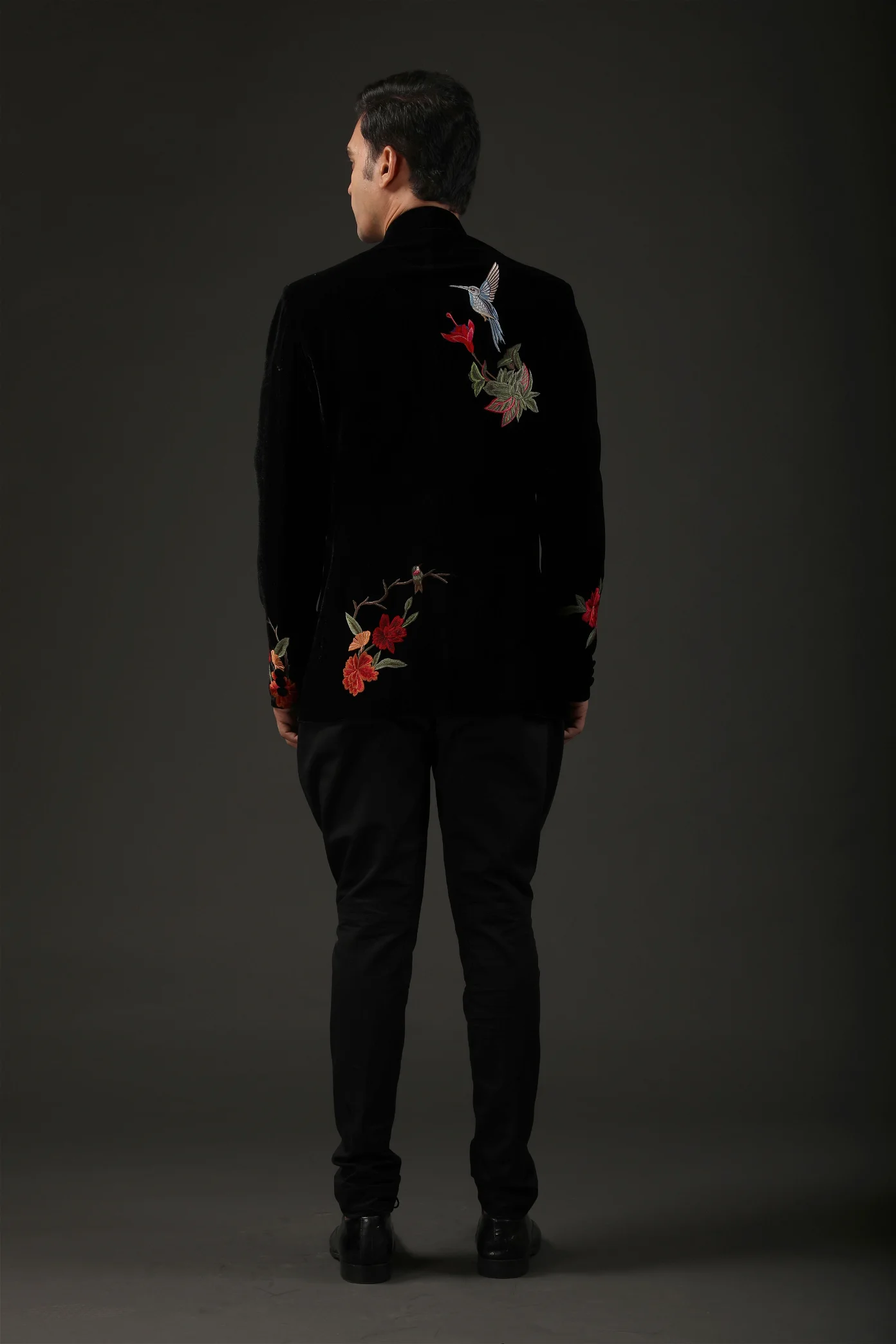 Men's Black Embroidered Bandhgala - Image 2