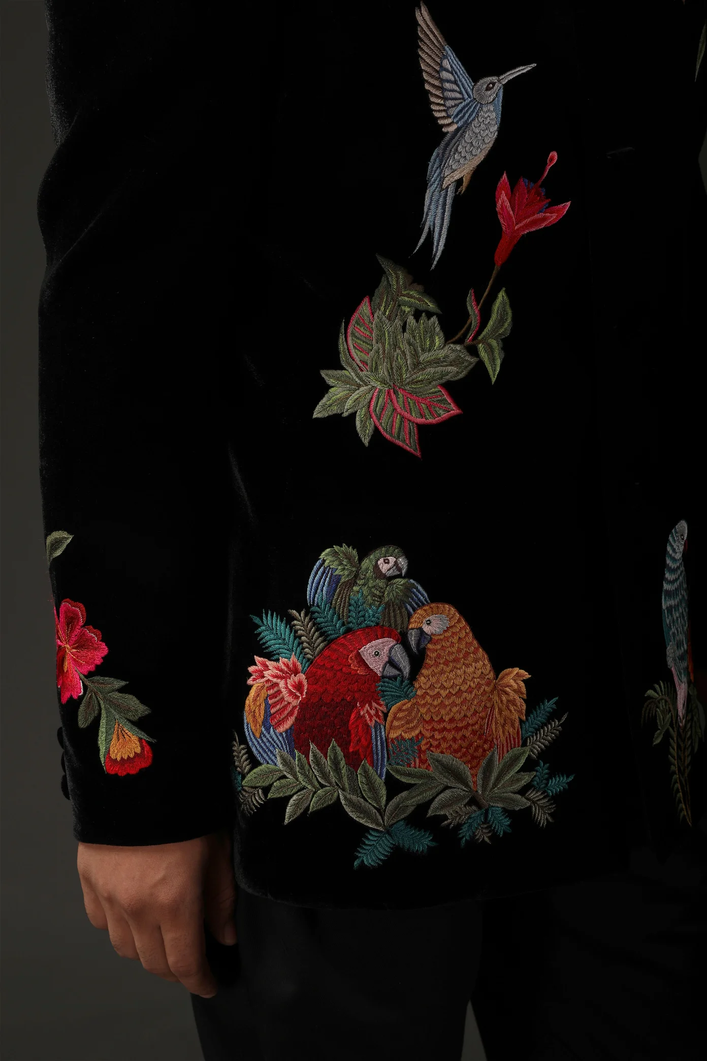 Men's Black Embroidered Bandhgala - Image 3