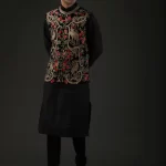 Black Silk Velvet Nehru Jacket