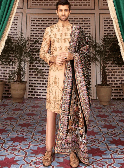 Golden color mens sherwani