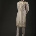Ivory Chanderi Silk Zari Embroidery Kurta