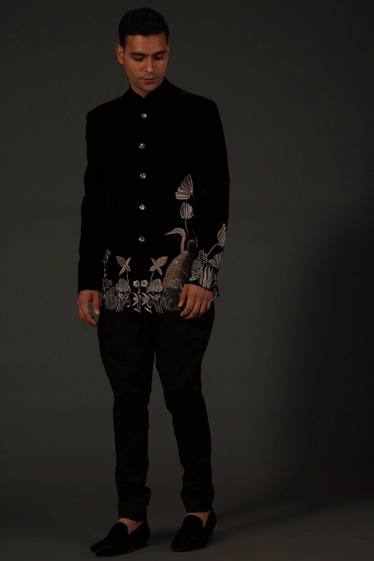 Black Silk Velvet Embroidery