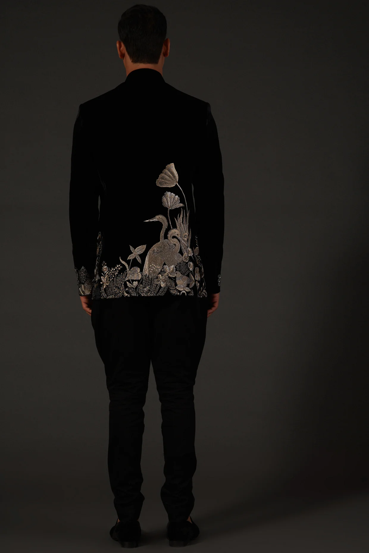 Black Silk Velvet Embroidery - Image 2