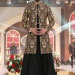 Black color heavy hand embroidered sherwani