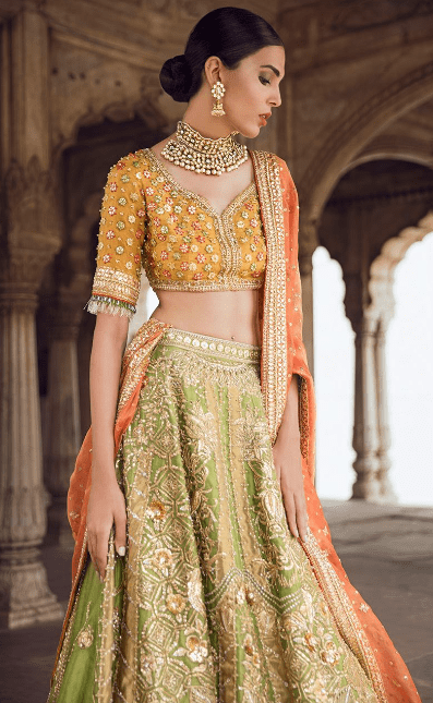 Light Green Mehendi Lehenga - Image 2