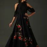 Black Embroidered Anarkali Set