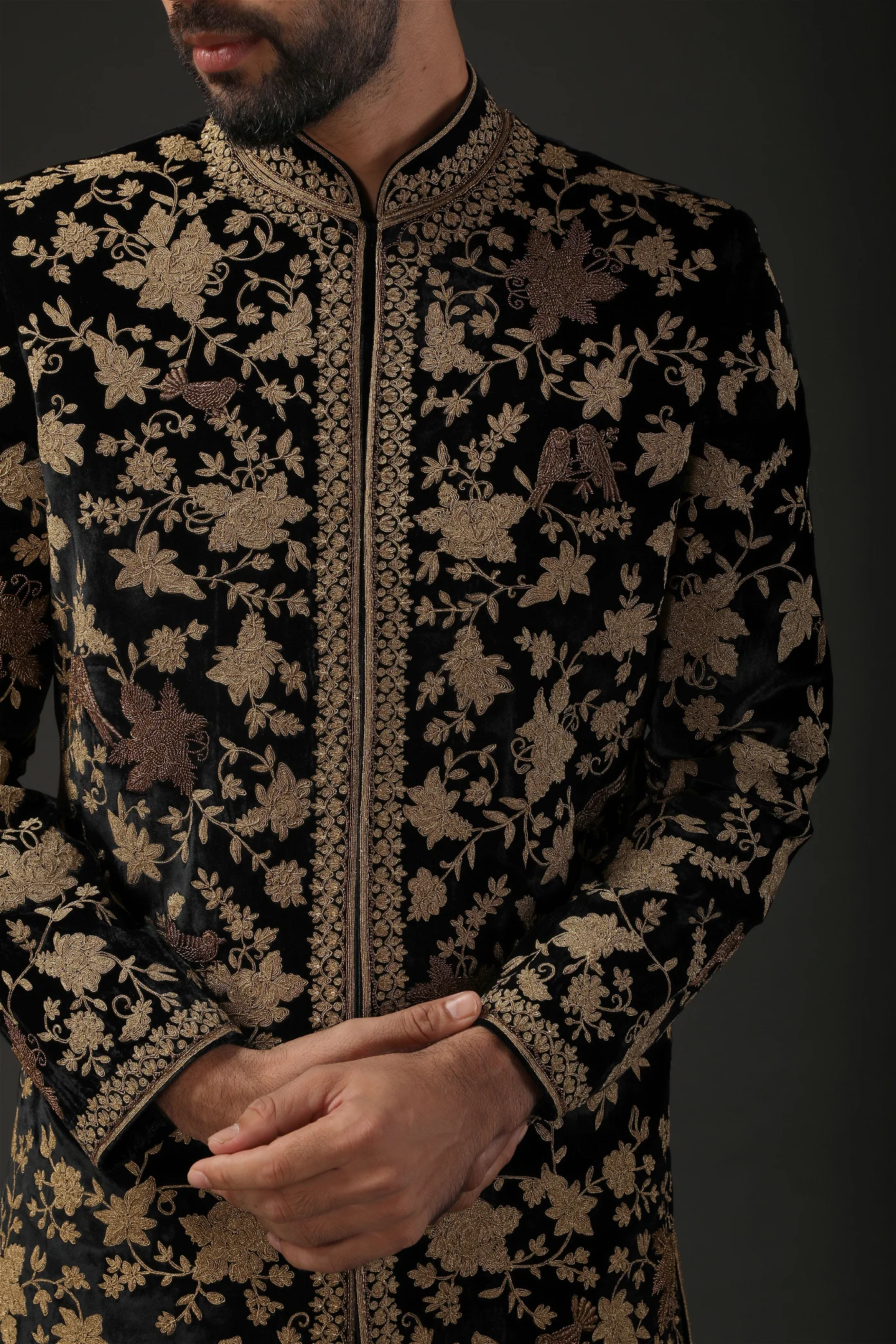 Black velvet sherwani - Image 3