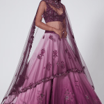Wine Ombre Embroidered Lehenga Set