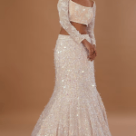 Champagne Metallic Georgette Hand Embroidered Lehenga Set