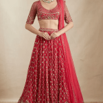 Pink Net Lehenga Set