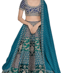 Blue & Green Embroidered Lehenga Set