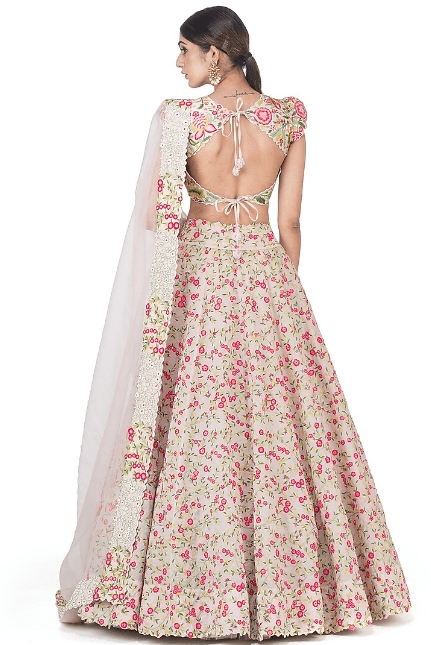 Off White Embroidered Lehenga Set - Image 2