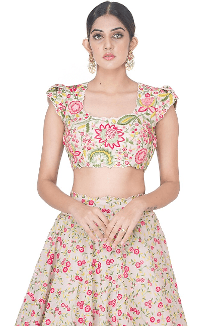 Off White Embroidered Lehenga Set - Image 3