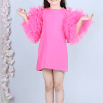 Pink Crepe Dress For Girls