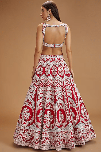 Fuchsia Pure Raw Silk Embroidered Lehenga Set - Image 3