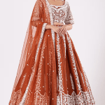 Rust-Red Embroidered Lehenga Set