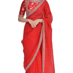 Red Embroidered Saree Set