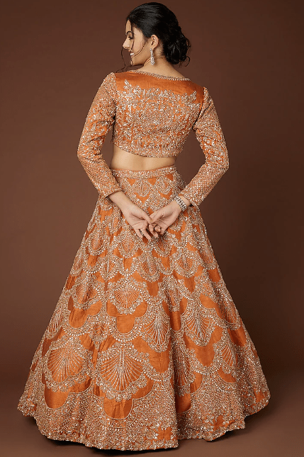 Orange Embellished Lehenga Set - Image 3