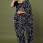 Black Embroidered Saree Set