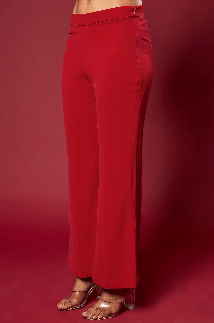 Red Micro Lycra Embroidered Blazer Set - Image 3