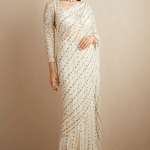 Off-White Net Saree Set