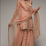 Pink Georgette Embellished Sharara Set