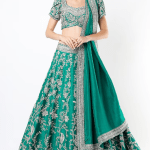 Teal Green Embroidered Lehenga Set
