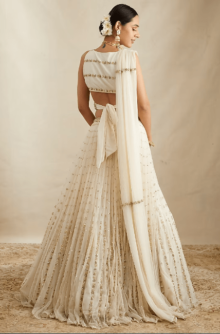 Off-White Net & Crepe Lehenga Set - Image 2