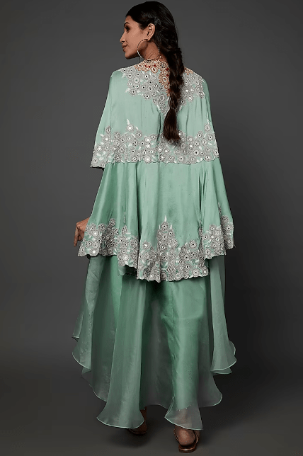 Powder Blue Embroidered Cape Set - Image 3