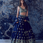 Classic Blue Organza Embroidered Lehenga