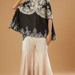 Black Embellished Cape Set