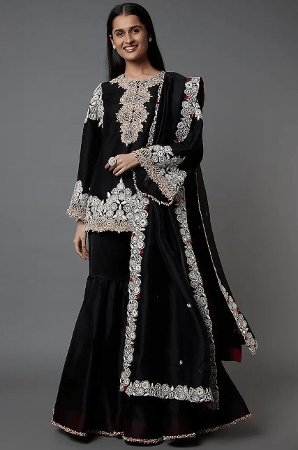 Black Organza Gharara Set
