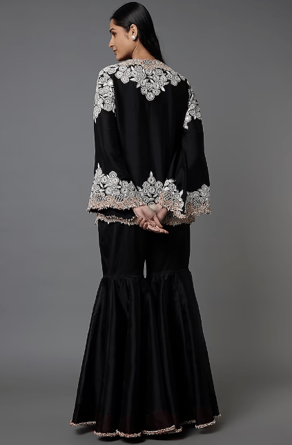 Black Organza Gharara Set - Image 3