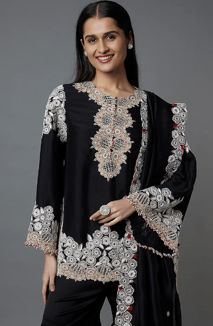 Black Organza Gharara Set - Image 2