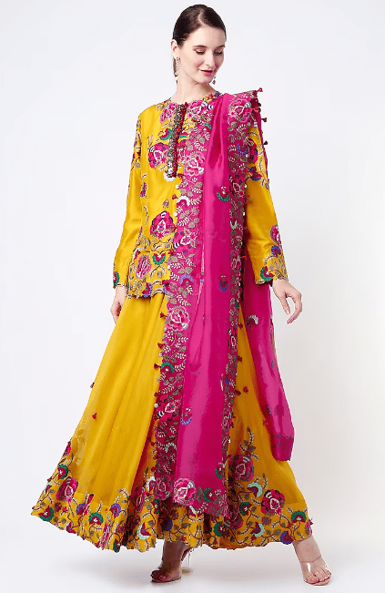 Mustard Organza Sharara Set