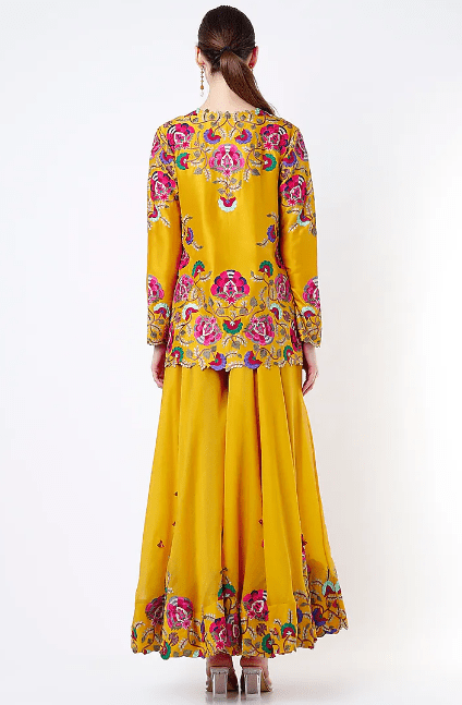 Mustard Organza Sharara Set - Image 3