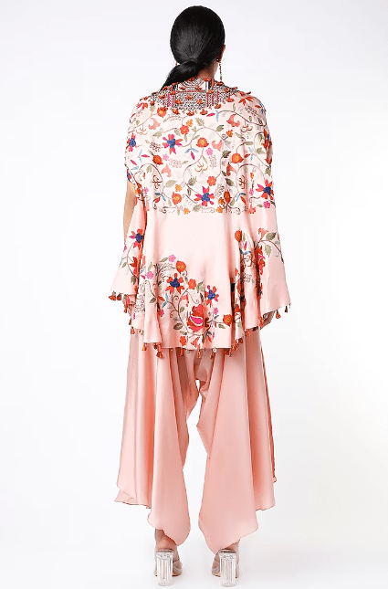 Light Rose Pink Silk Cape Set - Image 3