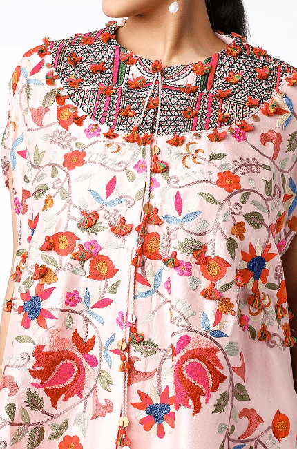 Light Rose Pink Silk Cape Set - Image 2