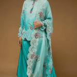 Blue Silk & Organza Ombre Short Kurta Set