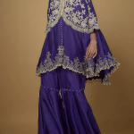 Violet Organza Embroidered Gharara Set