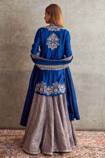 Blue zardosi embellished sharara set - Image 2
