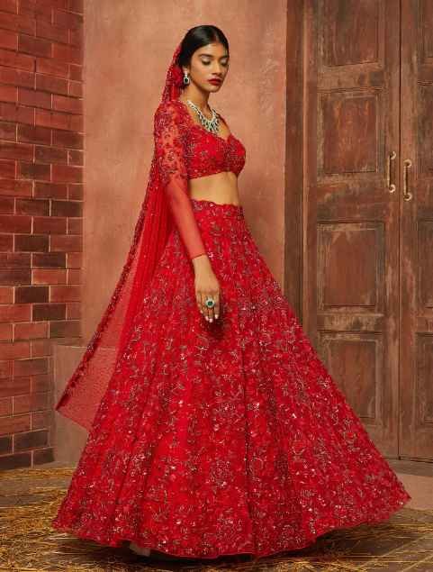 11958 NEW GAJARI RED COLOUR DESIGNER HEAVY LEHENGA CHOLI FOR WEDDING WEAR -  Reewaz International | Wholesaler & Exporter of indian ethnic wear catalogs.