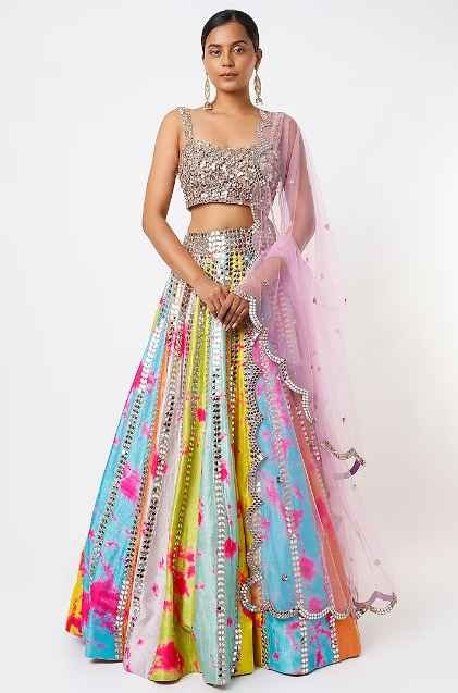 Multi-Colored Embroidered Lehenga Set