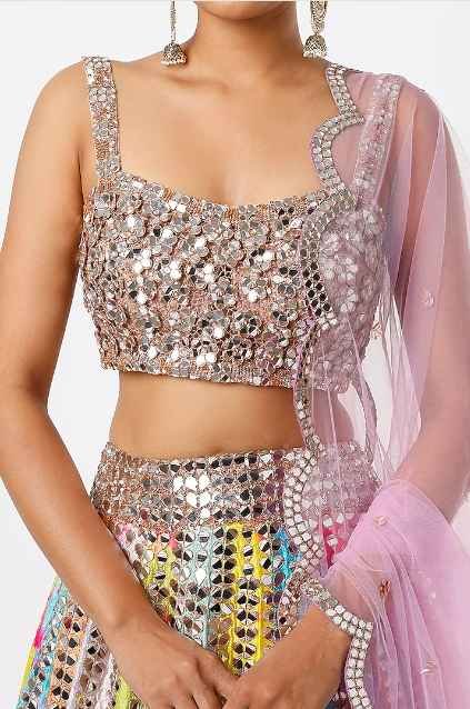 Multi-Colored Embroidered Lehenga Set - Image 3