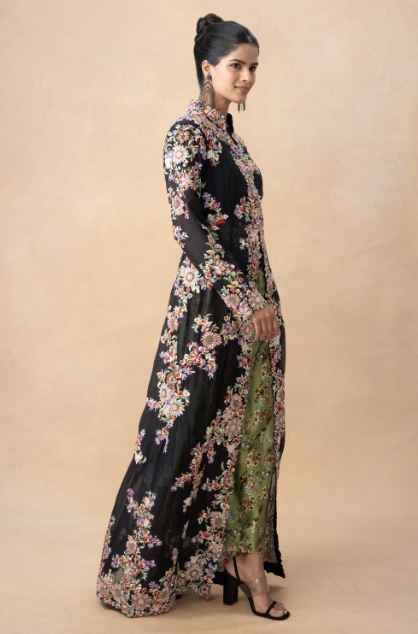 Black embellished cape set - Image 2