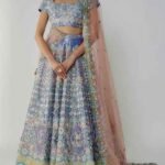Blue Tissue Embellished Lehenga Set