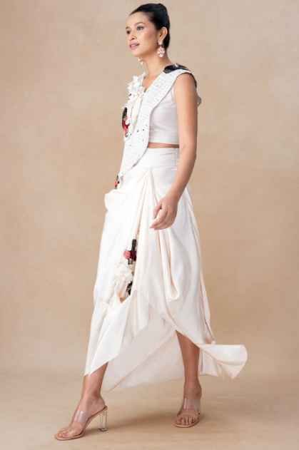 Ivory one shoulder drape set - Image 2