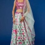 Powder Blue Tie-Dyed & Embellished Lehenga Set