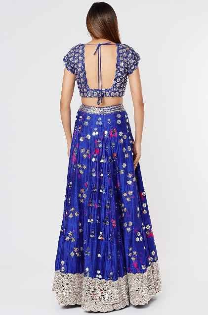 Cobalt Blue Embroidered Lehenga - Image 2