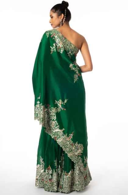 Green embroidered tunic with a sharara - Image 5